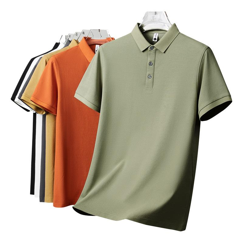 230g Sorona Short-Sleeved Polo Shirt for Men High-End Long-Staple Cotton Lapel Half-Sleeved T-Shirt Solid Color Summer Wear - Image 4