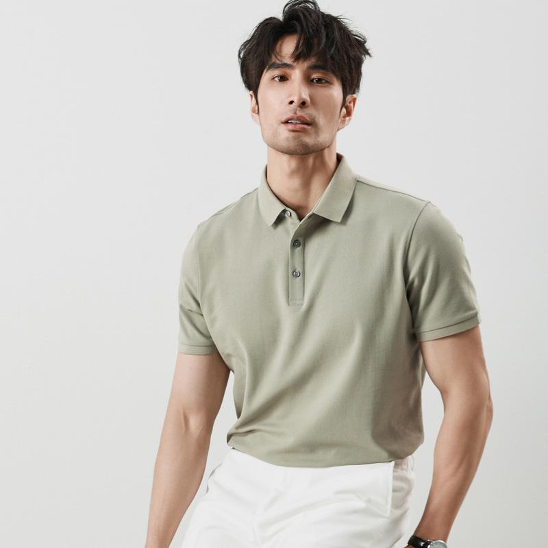 230g Sorona Short-Sleeved Polo Shirt for Men High-End Long-Staple Cotton Lapel Half-Sleeved T-Shirt Solid Color Summer Wear - Image 7